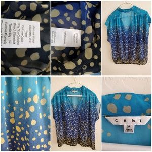 Sheet blue blouse with tan dots
